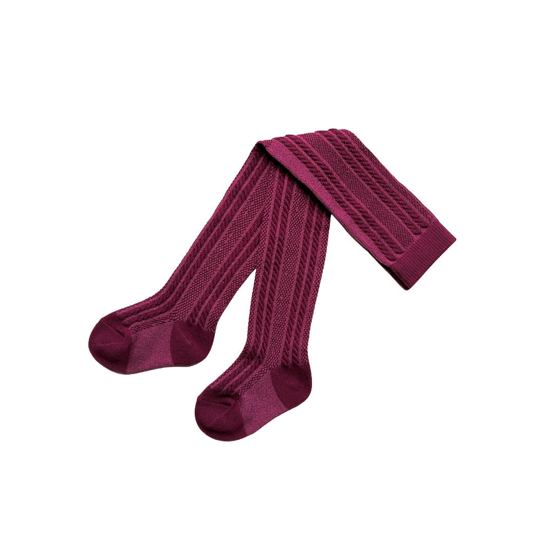 Knitted Footed Tights in Burgundy, designed by Burrow and Be