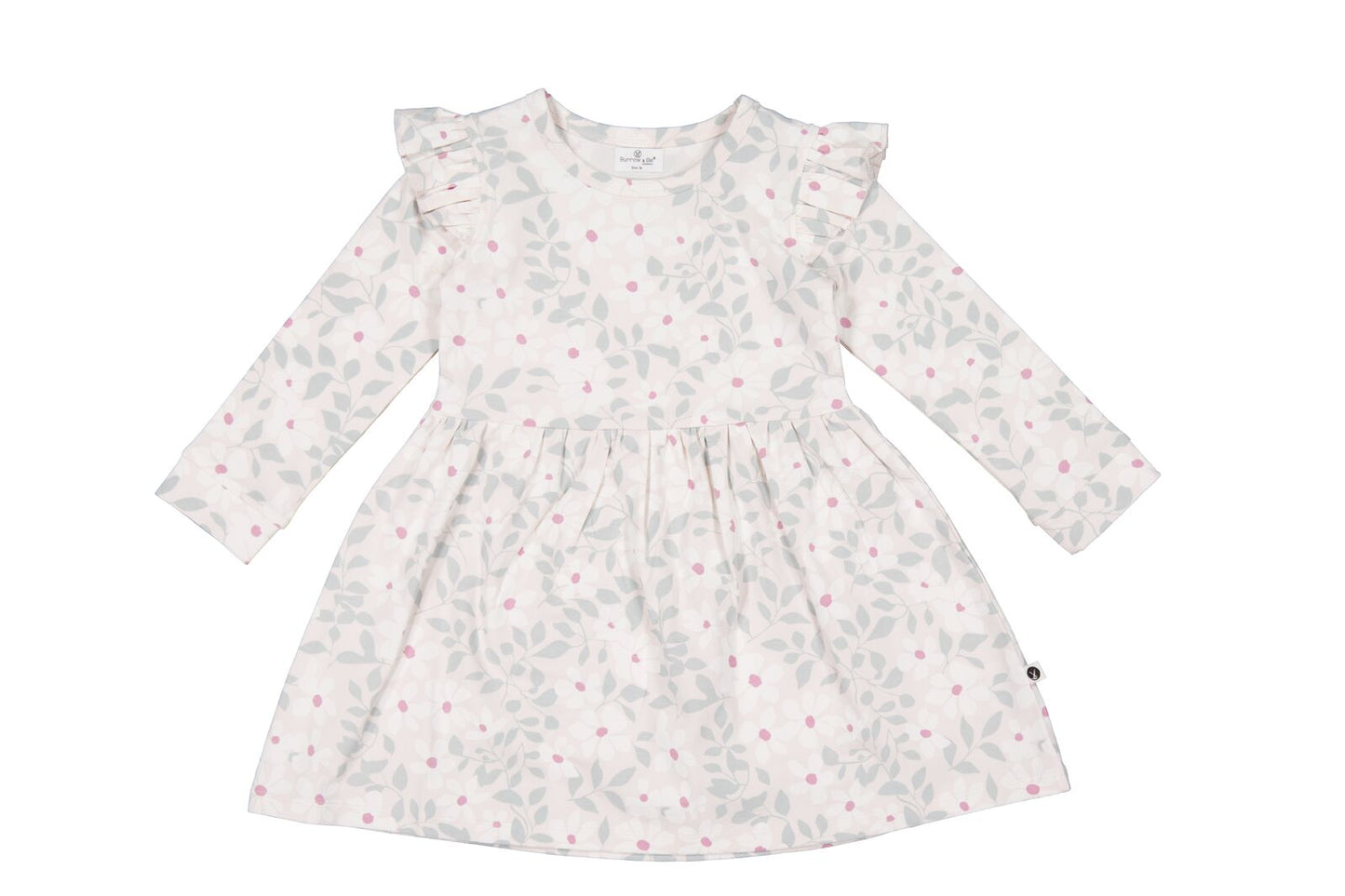 White dress with floral pattern on a white background