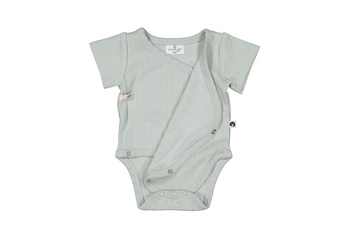 Gray baby bodysuit with buttons on a white background