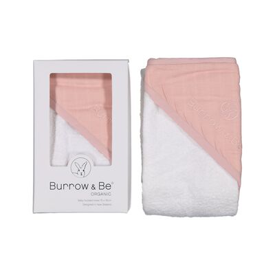 Dusty Rose Essential Baby Hooded Towel designed by Burrow and Be