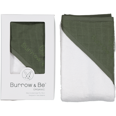Olive Essential Baby Hooded Towel designed by Burrow and Be
