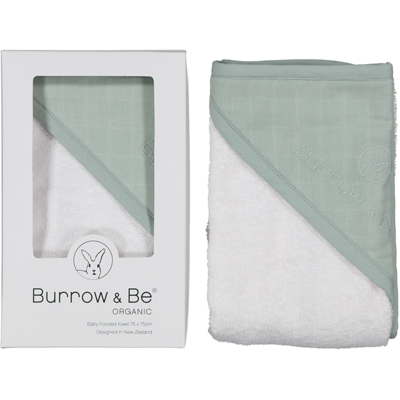 Sage Essential Baby Hooded Towel designed by Burrow and Be