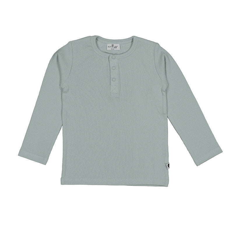 Long Sleeve Henley Rib Top - Abyss
