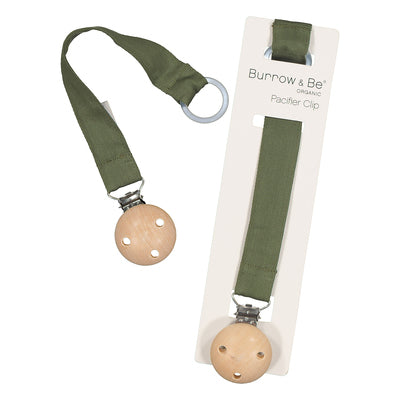 Essential Pacifier Clip in Olive designed by Burrow and Be