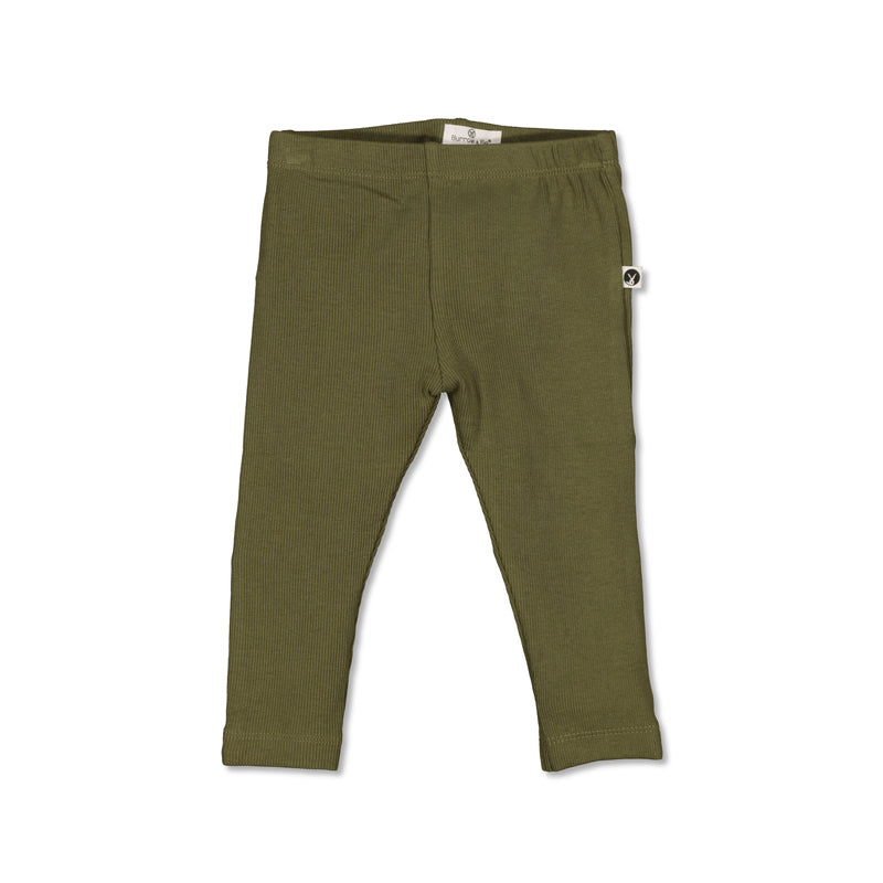 Essential Derby Rib Leggings, in Olive colour and designed by Burrow and Be