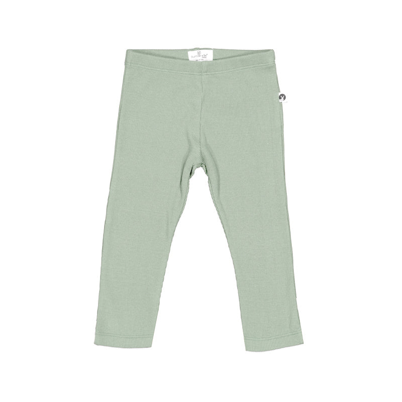 Essential Derby Rib Leggings, in Sage colour and designed by Burrow and Be