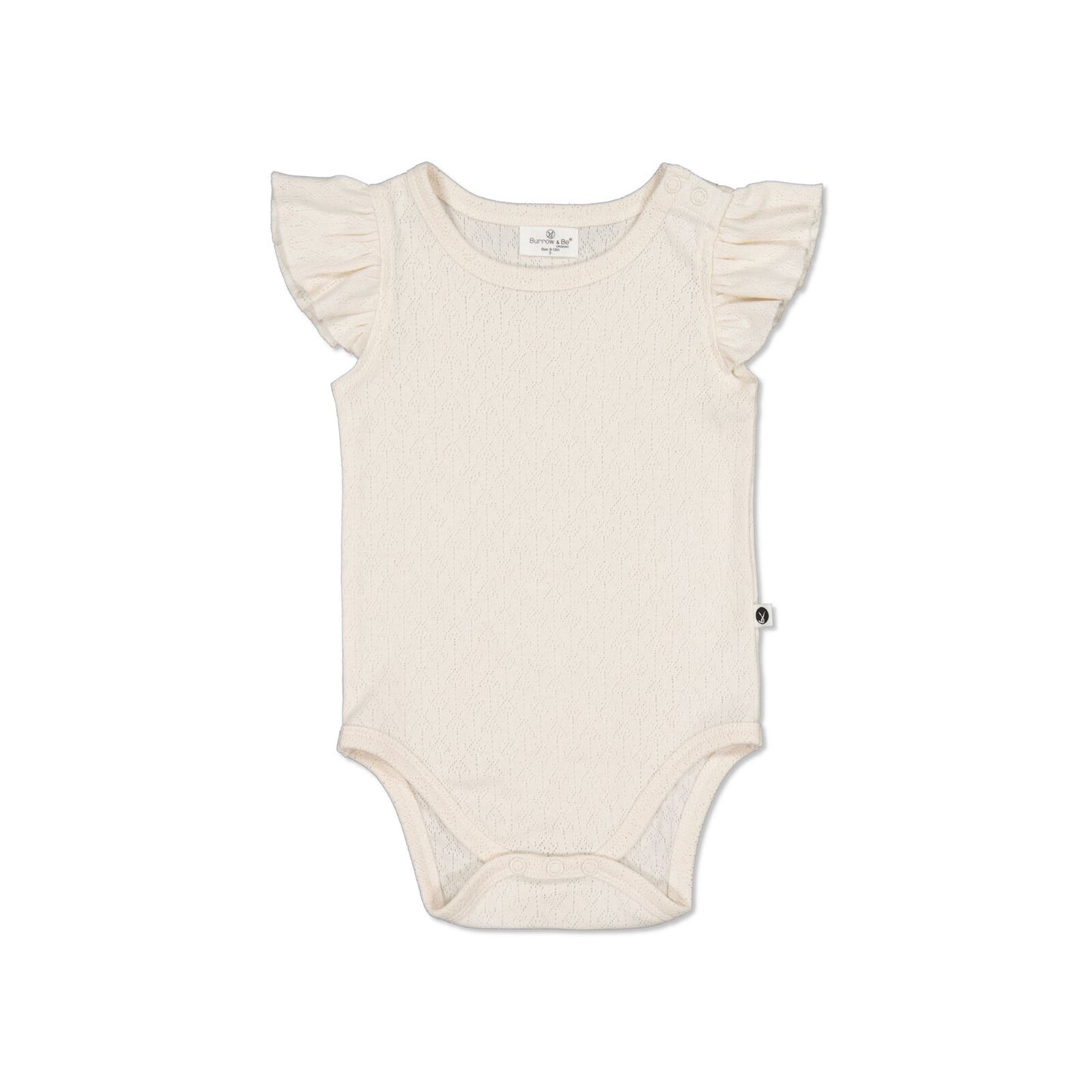 Pointelle Flutter Sleeve Bodysuit in Natural, designed by Burrow and Be