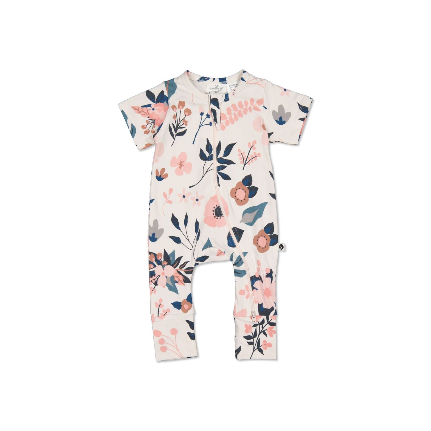 Burrow and Be Pink Clementine Zip Suit - Short Sleeve