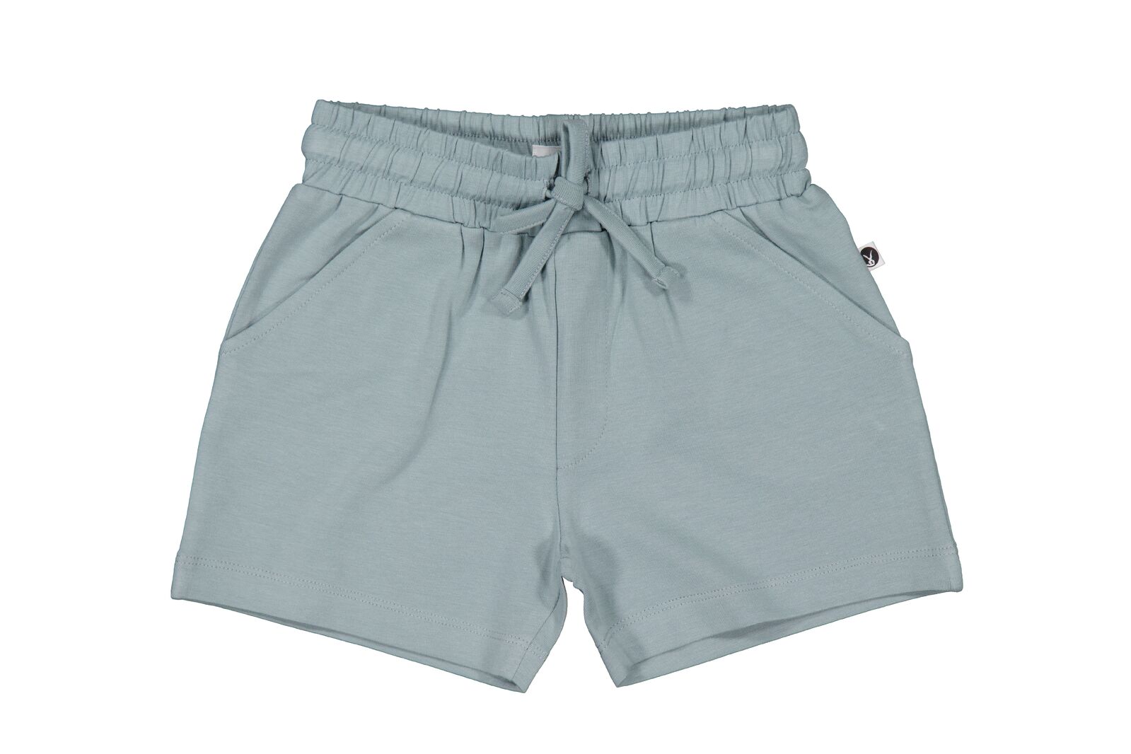 Light blue shorts with a drawstring on a white background