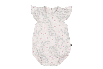Baby romper with floral pattern on a white background