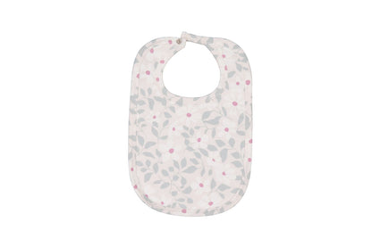 Baby bib with floral pattern on a white background
