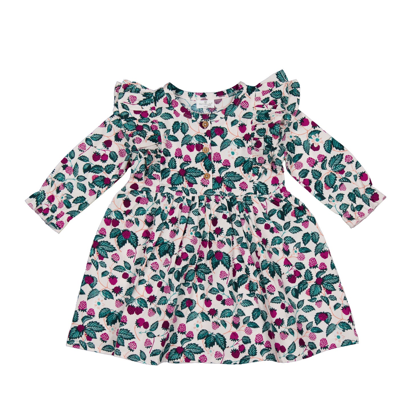 Floral dress with long sleeves on a white background