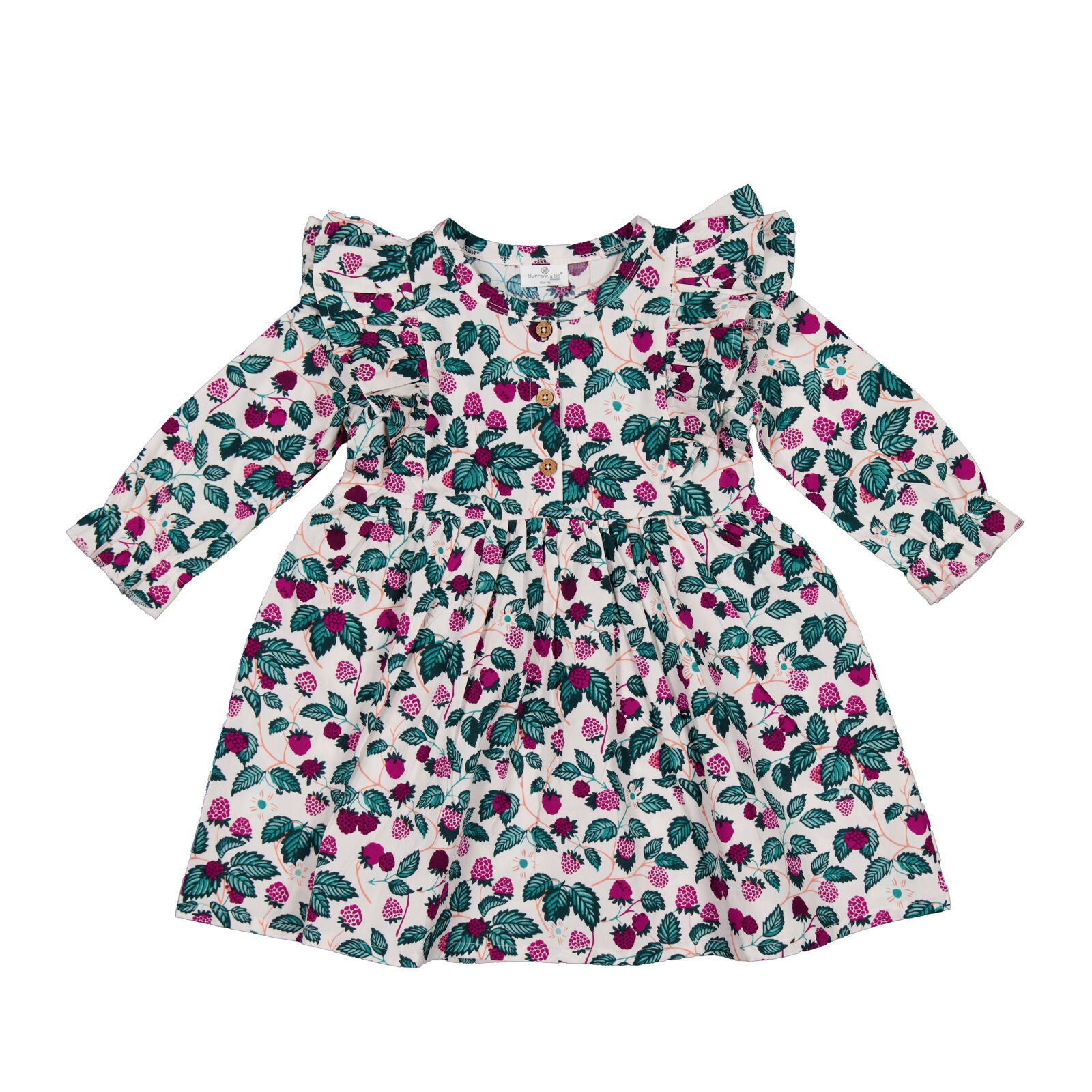 Floral dress with long sleeves on a white background