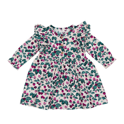 Floral dress with long sleeves on a white background