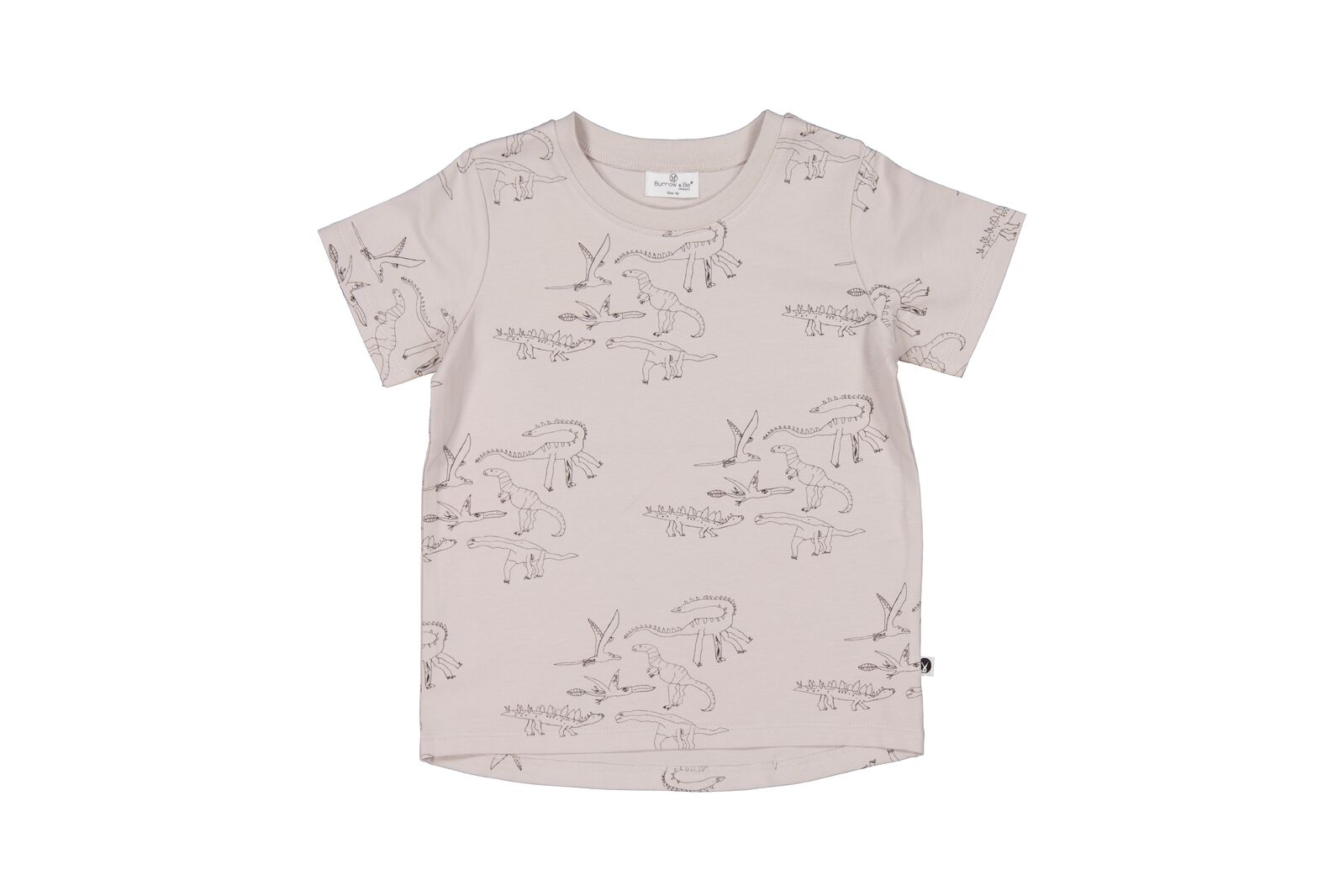 Children's t-shirt with dinosaur prints on a white background
