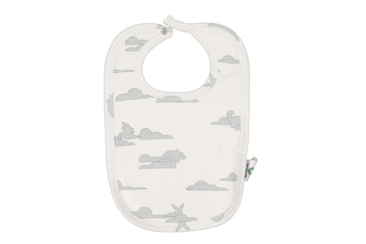 Baby bib with airplane pattern on a white background
