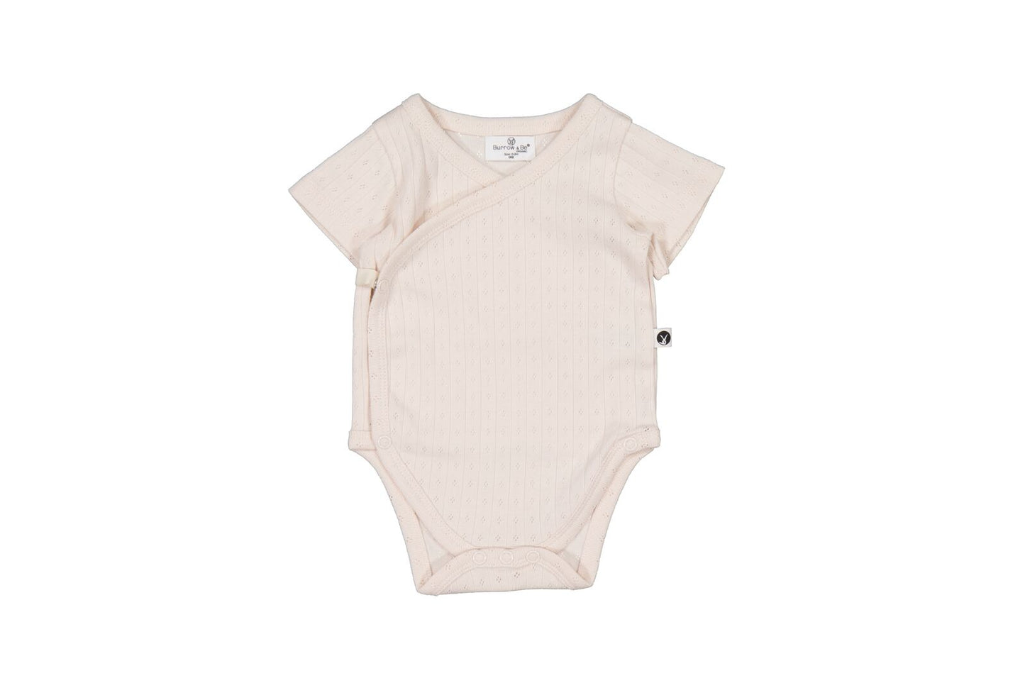 Beige baby onesie on a white background