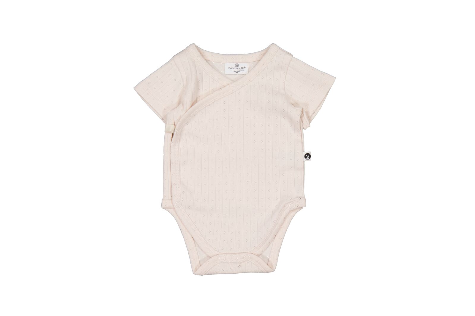 Beige baby onesie on a white background