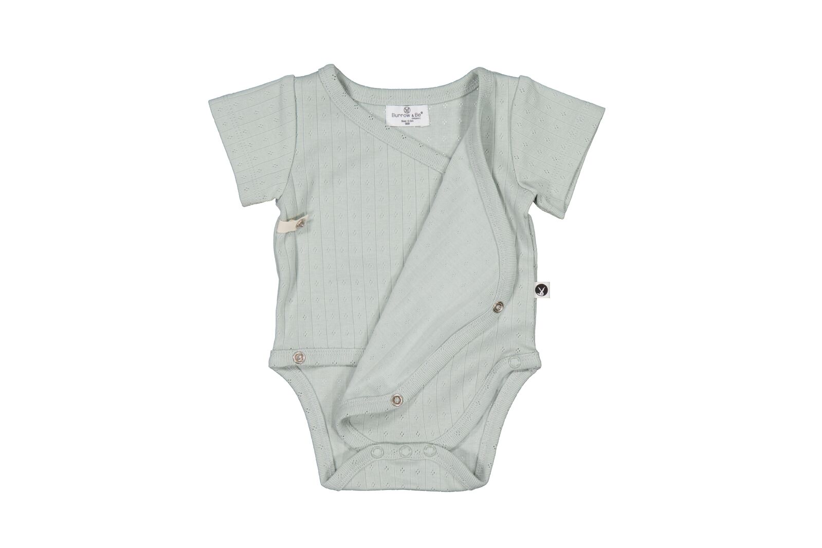 Gray baby bodysuit with buttons on a white background