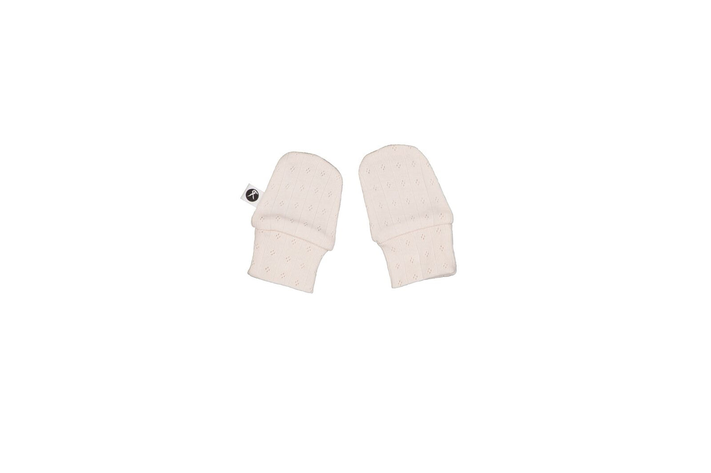 Pair of white mittens on a white background