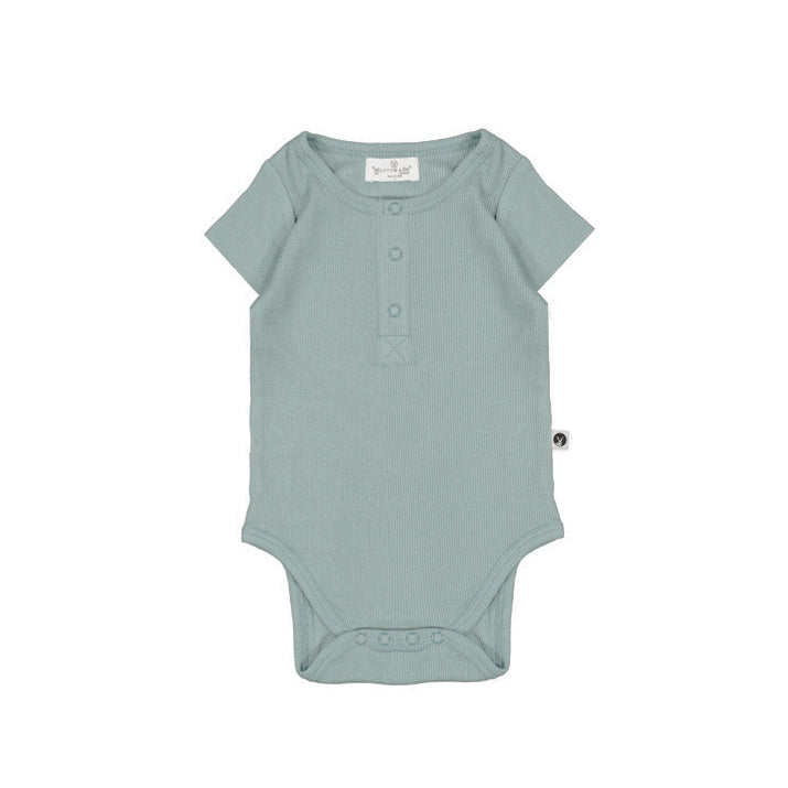 Short Sleeve Henley Rib Bodysuit - Abyss
