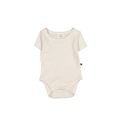 Pointelle Short Sleeve Bodysuit in Natural, designed by Burrow and Be