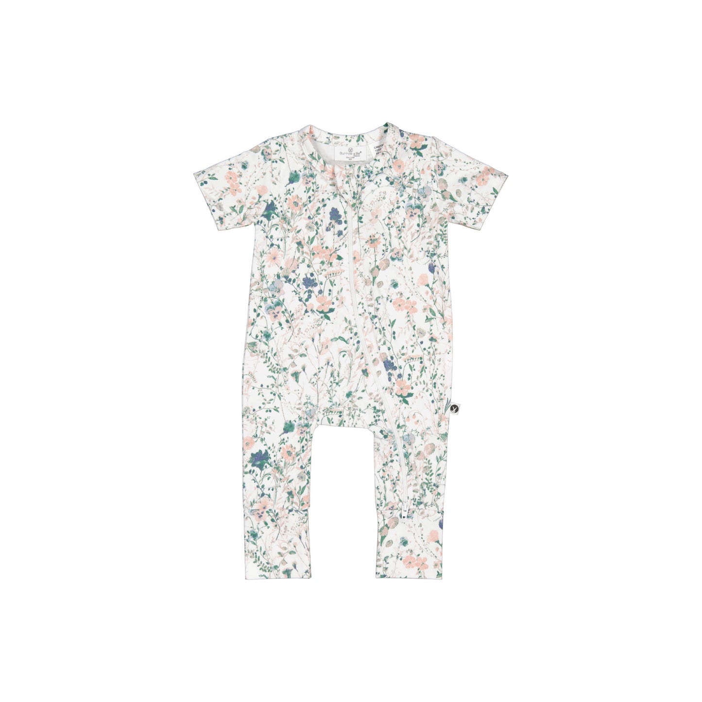Burrow and Be Wildflower Zip Suit - Short Sleeve front view