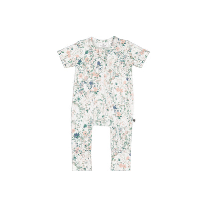 Burrow and Be Wildflower Zip Suit - Short Sleeve front view