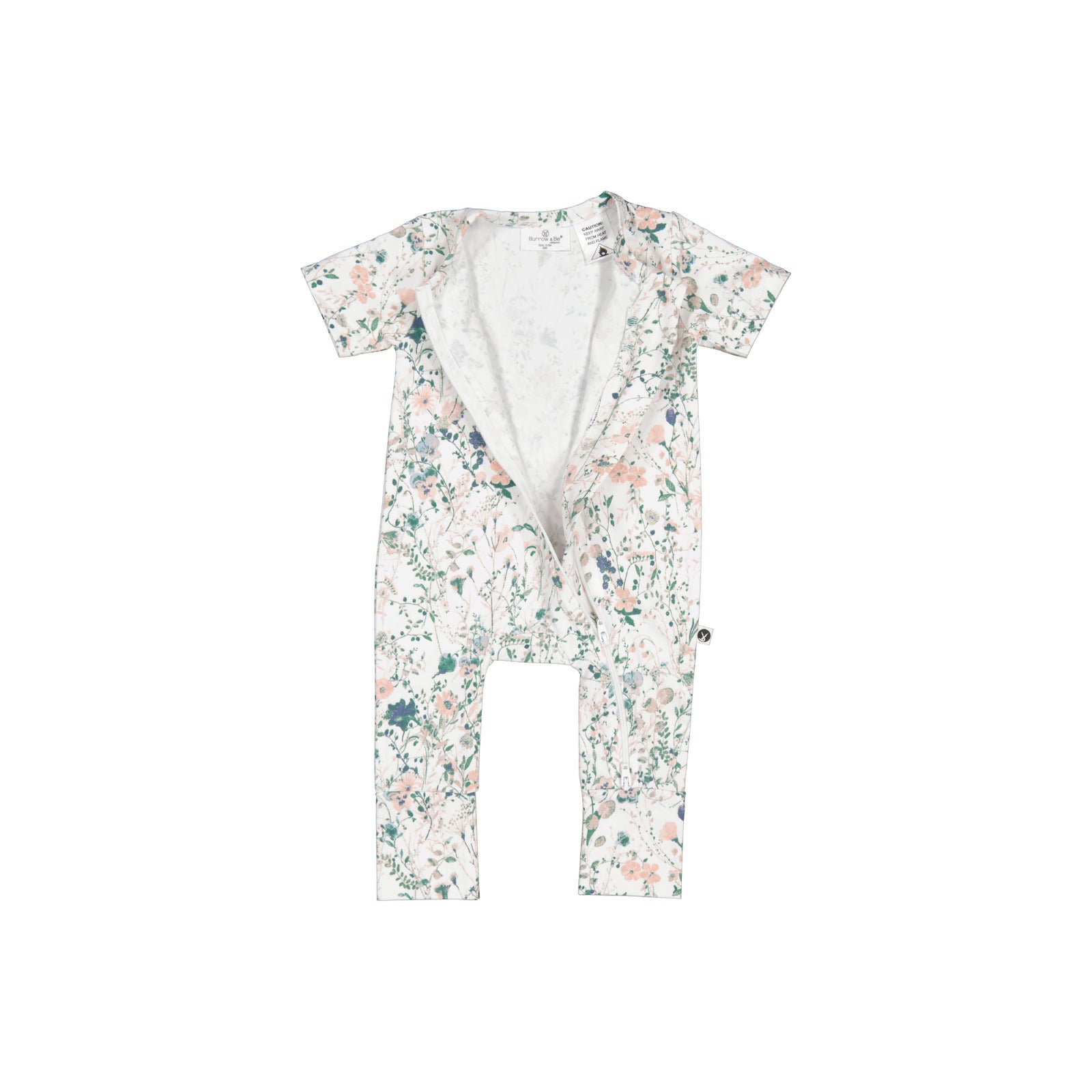 Burrow and Be Wildflower Zip Suit - Short Sleeve open view