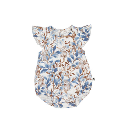 Eden Flutter Bubble Romper by Burrow and Be - detail view