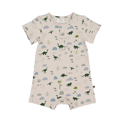 Jurassic Roam Alex Romper by Burrow and Be - detail view