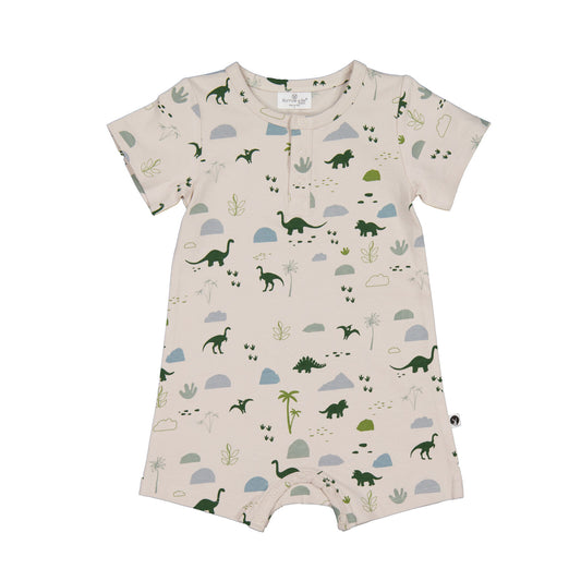 Jurassic Roam Alex Romper by Burrow and Be - detail view