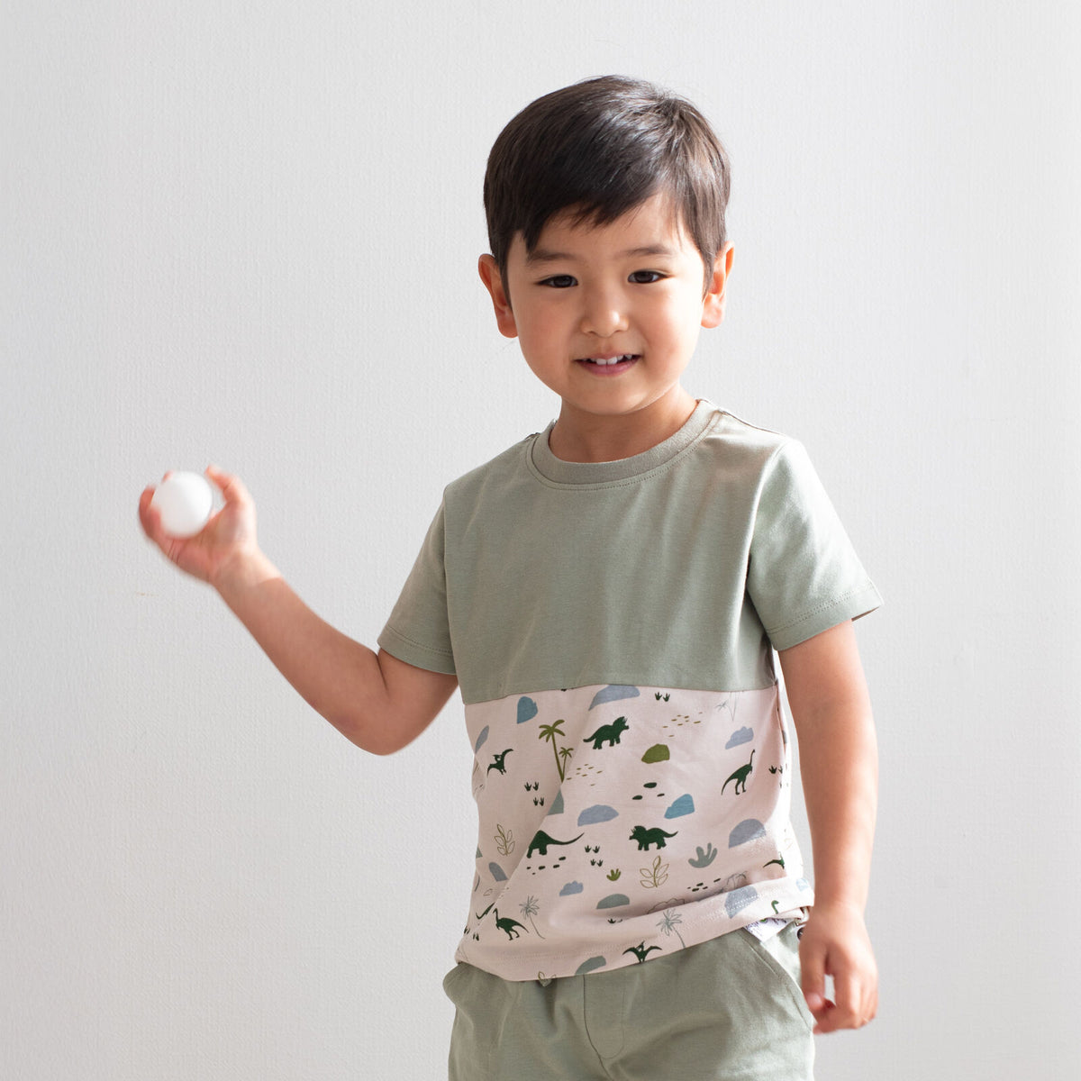 Jurassic Roam Block T-Shirt by Burrow and Be featuring earthy dinosaur print