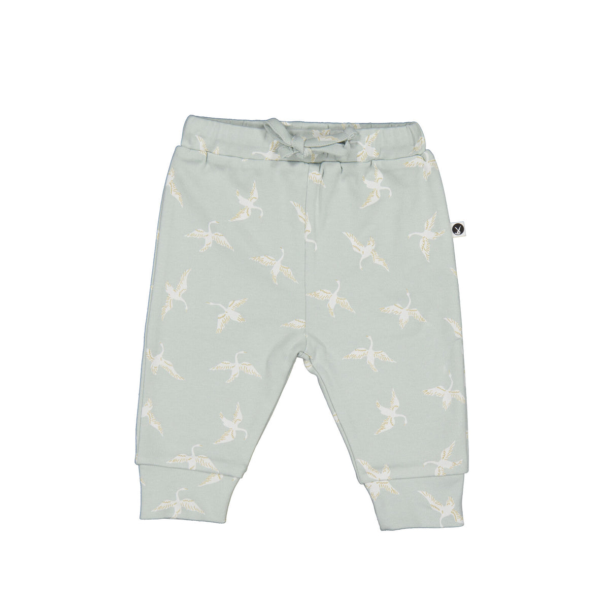 Swan Flight Baby Pants by Burrow and Be featuring graceful swan print