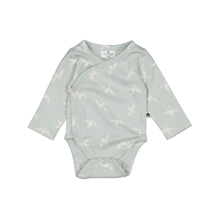 Swan Flight Long Sleeve Kimono Bodysuit by Burrow and Be