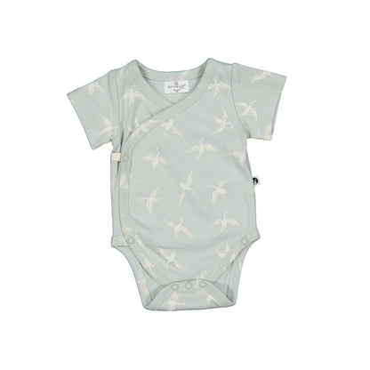 Swan Flight Short Sleeve Kimono Bodysuit by Burrow and Be