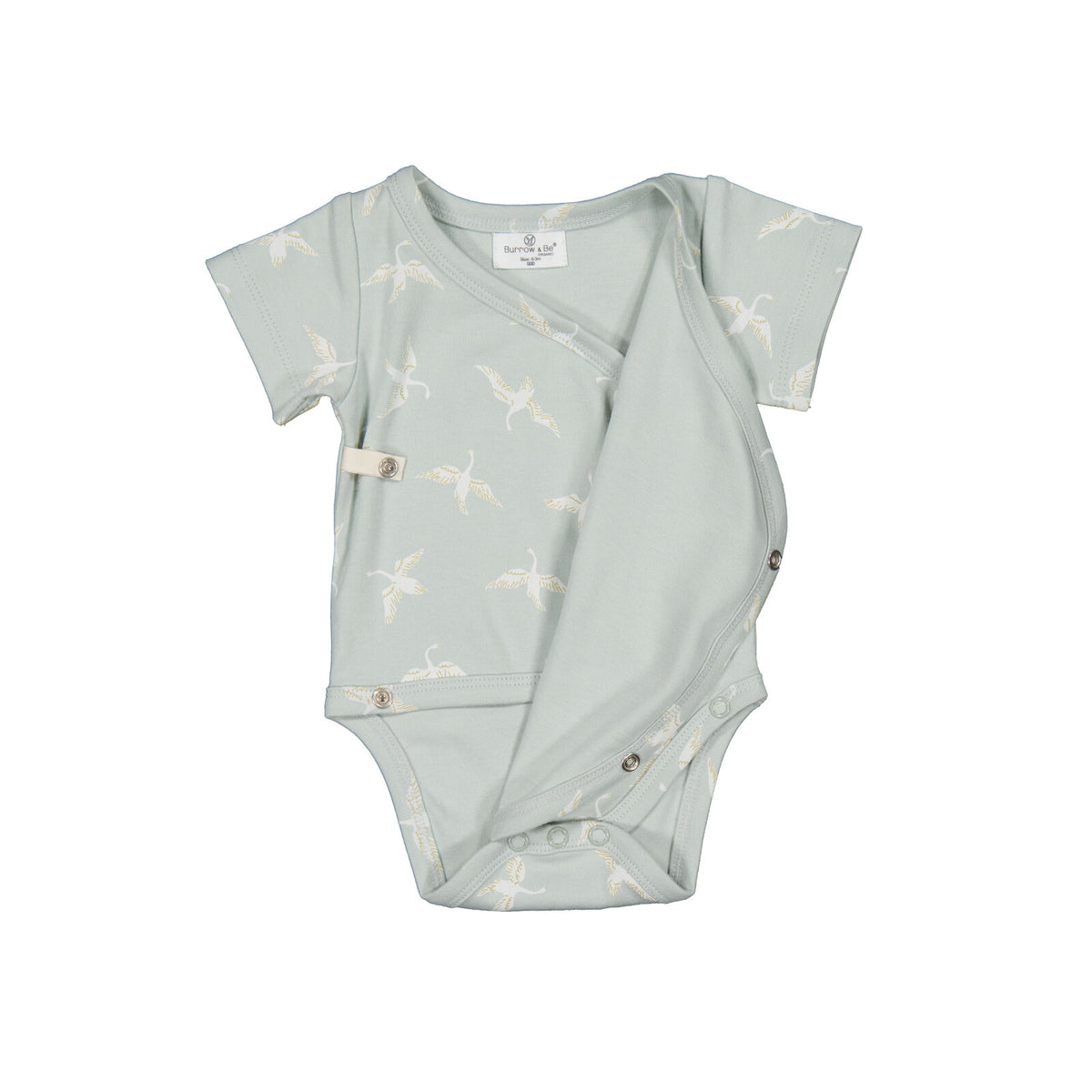 Swan Flight Short Sleeve Kimono Bodysuit by Burrow and Be - detail view